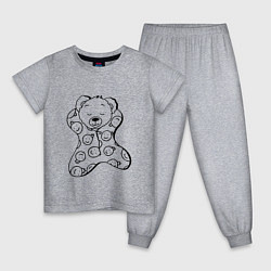 Пижама хлопковая детская Спящий мишка в пижаме - раскраска, цвет: меланж