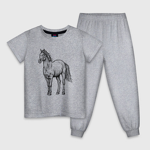Детская пижама Лошадь стоит / Меланж – фото 1