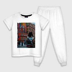 Пижама хлопковая детская MoMo - Лондон, цвет: белый