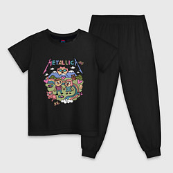 Пижама хлопковая детская Metallica мультяшный стиль, цвет: черный