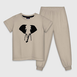 Пижама хлопковая детская Голова слона трафарет, цвет: миндальный