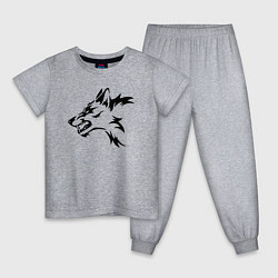 Пижама хлопковая детская Волк агрессивный, цвет: меланж