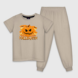 Пижама хлопковая детская Orange holiday halloween, цвет: миндальный