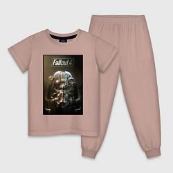 Пижама хлопковая детская Fallout armour poster, цвет: пыльно-розовый