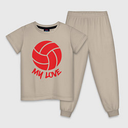 Пижама хлопковая детская Volleyball my love, цвет: миндальный