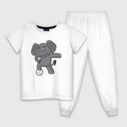 Пижама хлопковая детская Спортивный слоник, цвет: белый