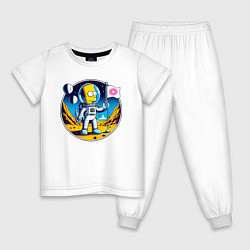 Пижама хлопковая детская Космонавт Барт Симпсон на другой планете, цвет: белый