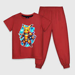 Пижама хлопковая детская Суперчу, цвет: красный