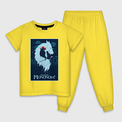 Пижама хлопковая детская Мононоке волчица, цвет: желтый