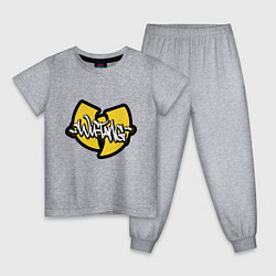 Пижама хлопковая детская Wu tang - logo, цвет: меланж