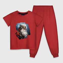 Пижама хлопковая детская Санта Клаус стимпанк, цвет: красный