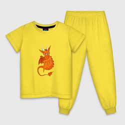 Пижама хлопковая детская Оранжевый дракон, цвет: желтый