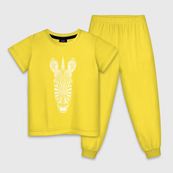 Пижама хлопковая детская Зебра белая анфас, цвет: желтый