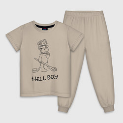 Пижама хлопковая детская Bart hellboy Lill Peep, цвет: миндальный