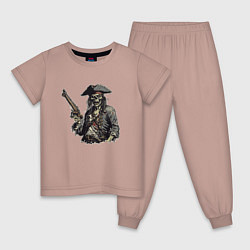 Пижама хлопковая детская Призрачный пират, цвет: пыльно-розовый