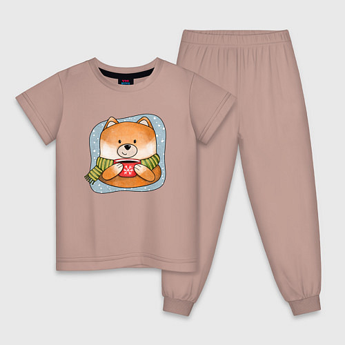 Детская пижама Лис и кофе / Пыльно-розовый – фото 1