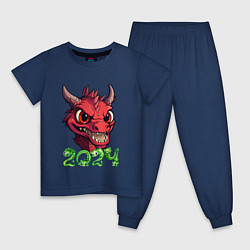 Пижама хлопковая детская Символ года 2024 маленький дракоша, цвет: тёмно-синий