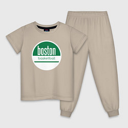 Пижама хлопковая детская Boston basket, цвет: миндальный