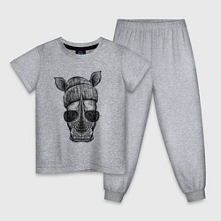 Пижама хлопковая детская Носорог хипстер, цвет: меланж