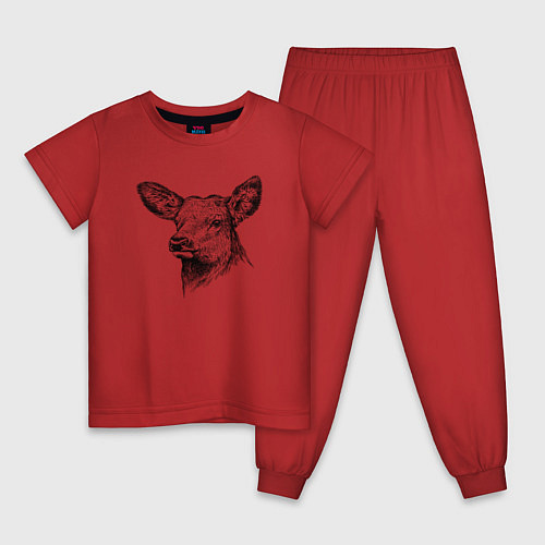Детская пижама Олениха / Красный – фото 1