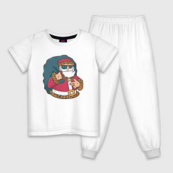 Пижама хлопковая детская Santa gangster, цвет: белый