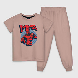 Пижама хлопковая детская MMA fight, цвет: пыльно-розовый