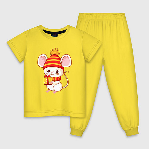 Детская пижама Мышонок с подарком / Желтый – фото 1