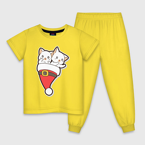 Детская пижама Вдвоем веселее с котиками / Желтый – фото 1