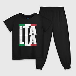 Пижама хлопковая детская Italia, цвет: черный