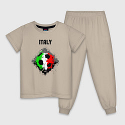 Пижама хлопковая детская Команда Италии, цвет: миндальный