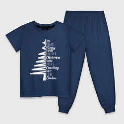 Пижама хлопковая детская Christmas tree - is happiness, цвет: тёмно-синий