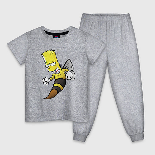 Детская пижама Барт Симпсон шершень - перевоплощение / Меланж – фото 1