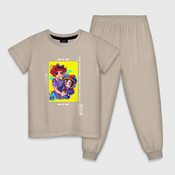 Пижама хлопковая детская Помни Рагата и Джакс Удивительный цифровой цирк, цвет: миндальный