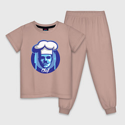 Пижама хлопковая детская Шеф-повар, цвет: пыльно-розовый