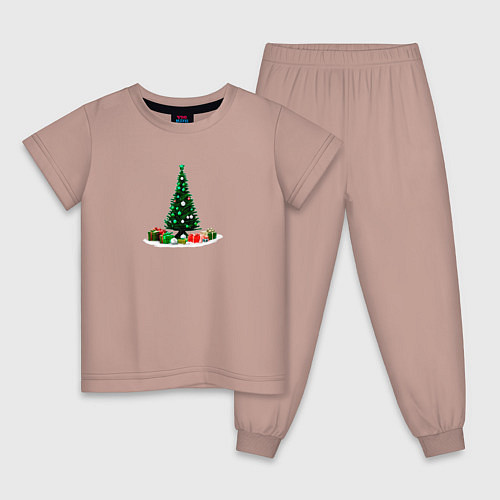 Детская пижама Рождественская ёлка / Пыльно-розовый – фото 1