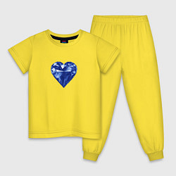 Пижама хлопковая детская Синее алмазное сердце, цвет: желтый