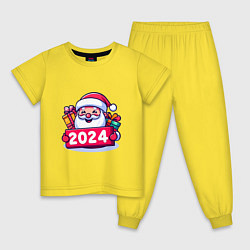 Пижама хлопковая детская С Новым 2024 годом, цвет: желтый