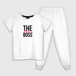 Пижама хлопковая детская The real boss, цвет: белый