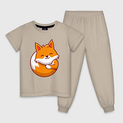 Пижама хлопковая детская Orange fox, цвет: миндальный