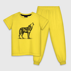 Пижама хлопковая детская Волк ночной, цвет: желтый