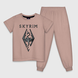 Пижама хлопковая детская Elder Scrolls - скайрим, цвет: пыльно-розовый