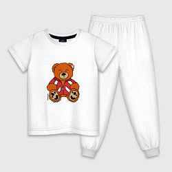 Пижама хлопковая детская Медведь Марат в спортивном костюме, цвет: белый