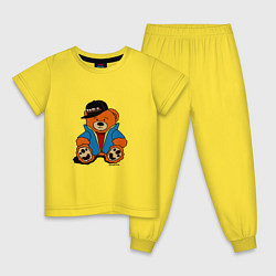 Пижама хлопковая детская Мишка Марат в куртке, цвет: желтый