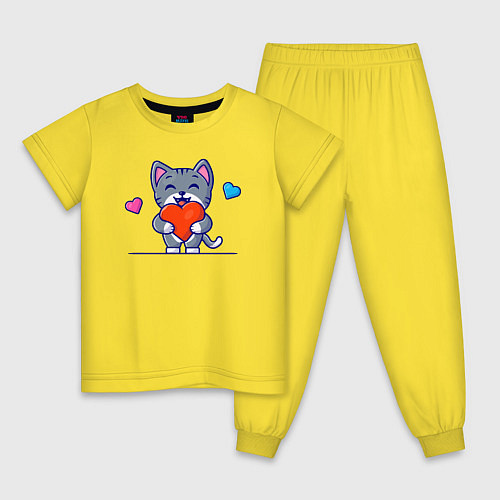 Детская пижама Сердечные обнимашки / Желтый – фото 1