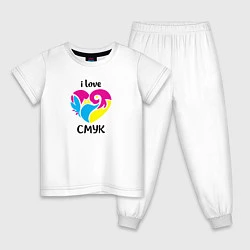 Пижама хлопковая детская I love cmyk, цвет: белый