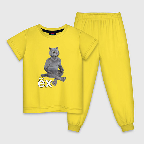 Детская пижама Кот йог через ёх / Желтый – фото 1