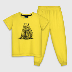 Пижама хлопковая детская Медведь сидящий, цвет: желтый