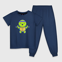 Пижама хлопковая детская Спортивная черепашка, цвет: тёмно-синий