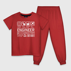 Пижама хлопковая детская Знаки инженера, цвет: красный