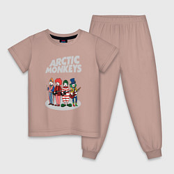 Пижама хлопковая детская Arctic Monkeys clowns, цвет: пыльно-розовый